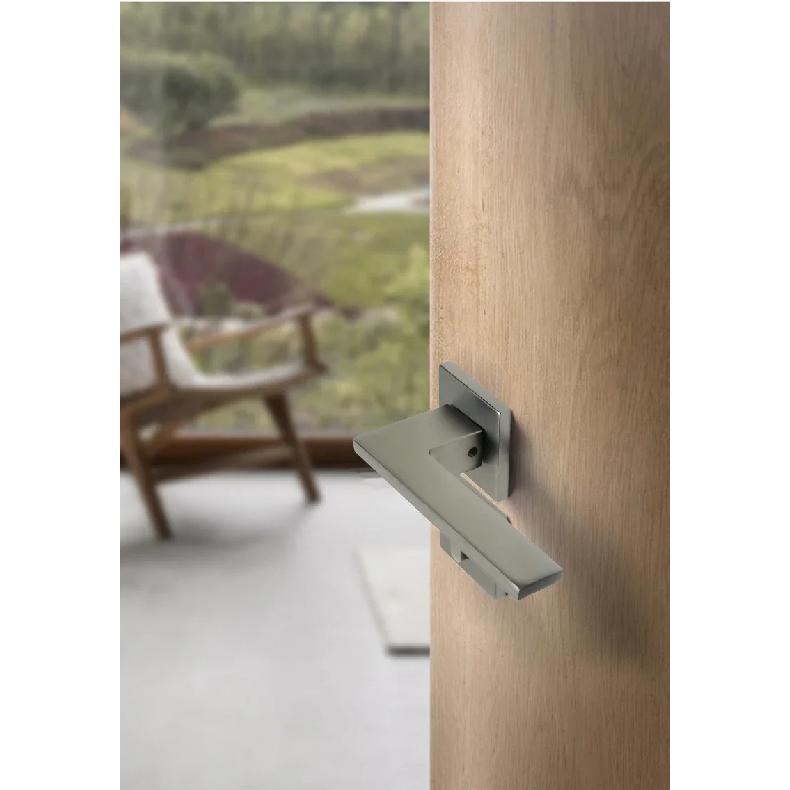 1 set of indoor silent door lock aluminum alloy Nordic minimalist bedroom split wooden door handle lock with key included