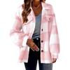 Plaid Pattern Lapel Button-Down Plush Coat for Autumn and Winter
