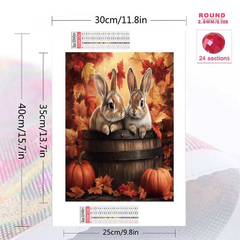 Two rabbits Pattern 3pcs 100% Round Full Drill 5D DIY Diamond Painting Embroidery Cross Stitch Rhinestone Décor