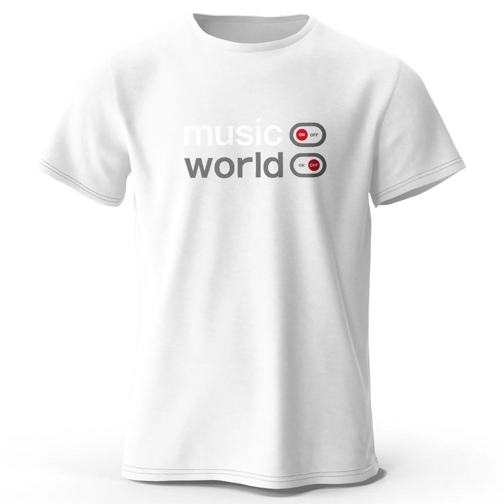 Men's Music World Printed T-Shirt 100% Cotton Oversized Classic Funny Graphic Tees for Men Women Summer Tops