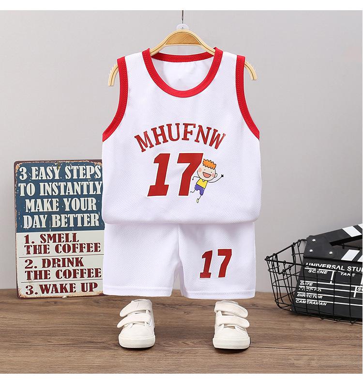 Детский летний спортивный комплект формы: Жилет и шорты для мальчиков, средний и большой размеры