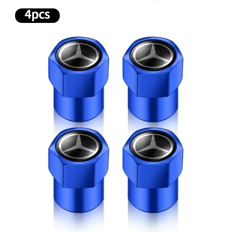 DNBF1 4pcs Car Wheel Tire Valve Caps Stem Case With Logo Auto Styling for Mercedes Benz W211 W204 W210 W203 CLA GLA Auto Accessories