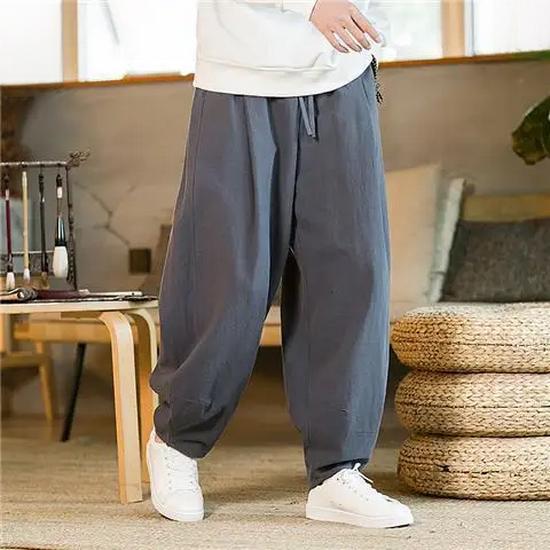 Мужские брюки для тайцзи в китайском стиле — широкие брюки из хлопка/льна для занятий боевыми искусствами, для тренировок осенью/зимой