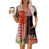 Женские летние повседневные платья с квадратным вырезом, плиссировкой спереди и карманом, с короткими рукавами и принтом