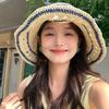 Beach Weave Crochet Hat Handmade Fisherman Caps Ins Straw Bucket Cap  Female