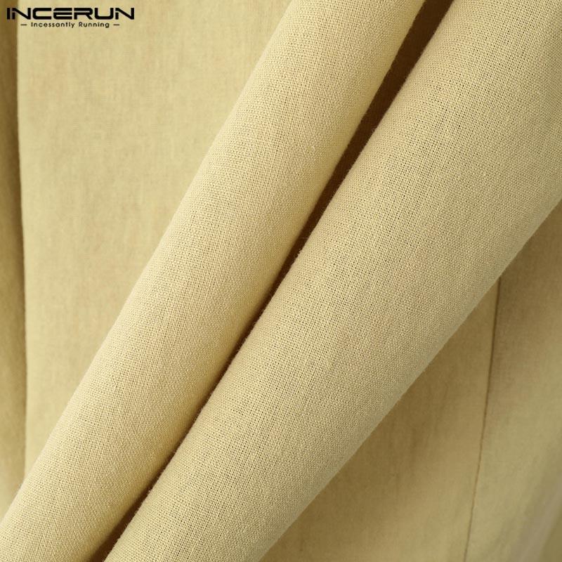 INCERUN Мужские повседневные рубашки с длинным рукавом и крест-накрест