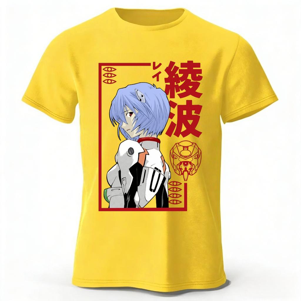 Аниме Neon Genesis Evangelion Rei Мемориальное издание Чистый хлопок Короткий рукав Мужчины Женщины Повседневная Свободная Удобная Спортивная Футболка