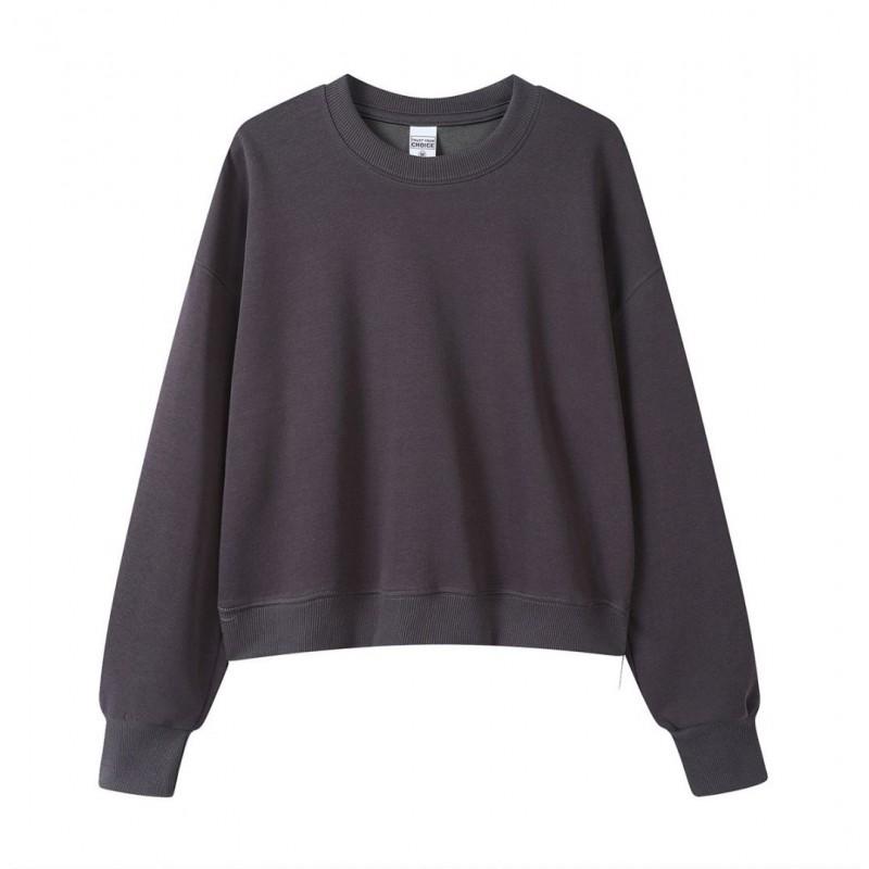 Korean Style Womens Short Hooded Zip-Up Cotton Blend Sweatshirt Loose Fit Winter Casual Top