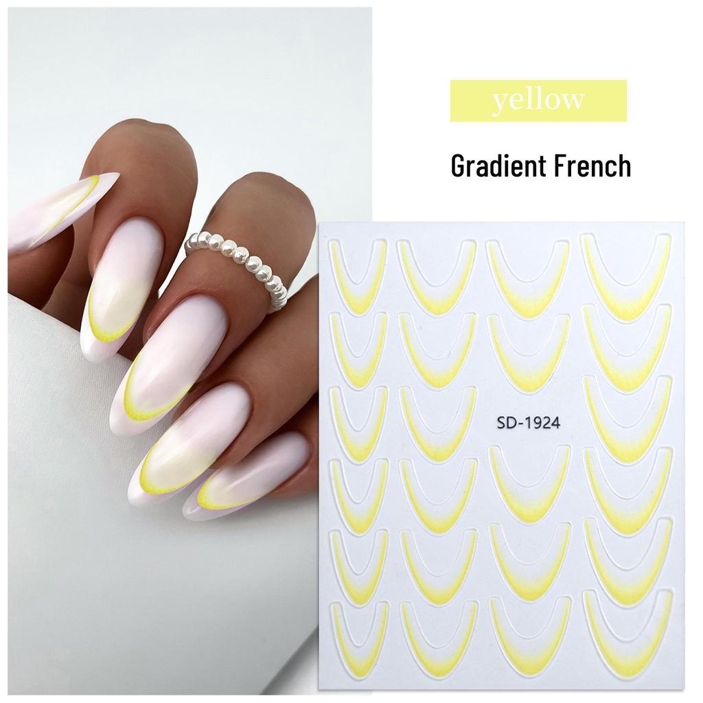 Минималистичные водостойкие наклейки для нейл-арта с французским градиентом - самоклеящиеся и для DIY
