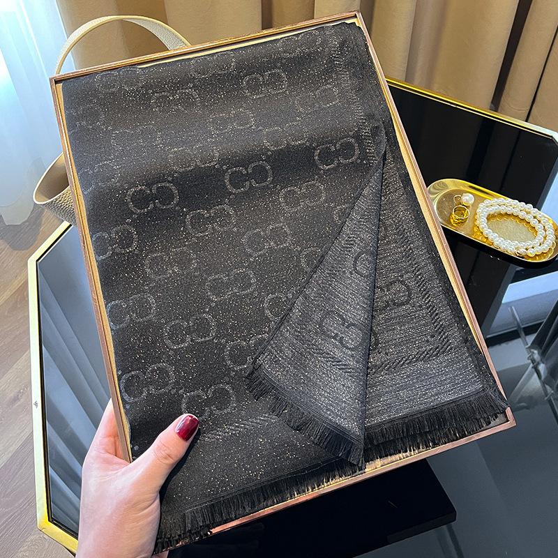 Summer Seaside Vacation Women's Scarf Shawl Decoration Fashionable Letters Cotton Sunscreen Women