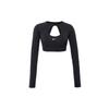 Новый женский кроп-топ с длинным рукавом черный FB4103-010