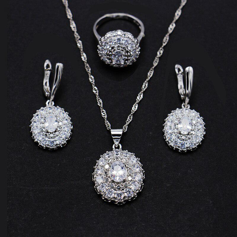 Lindon 925 ювелирный набор из стерлингового серебра для женщин. В комплекте: серьги, подвеска, кольцо. Цвет камня в ассортименте