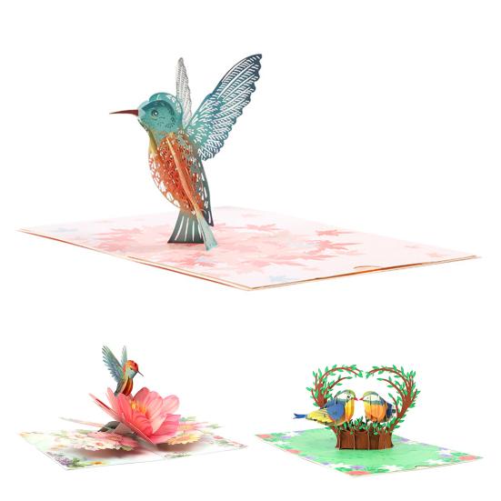 Открытка на день рождения с колибри, объемная открытка с птицей, цветами, сделанная своими руками, поздравление ко Дню матери, годовщине, Дню святого Валентина