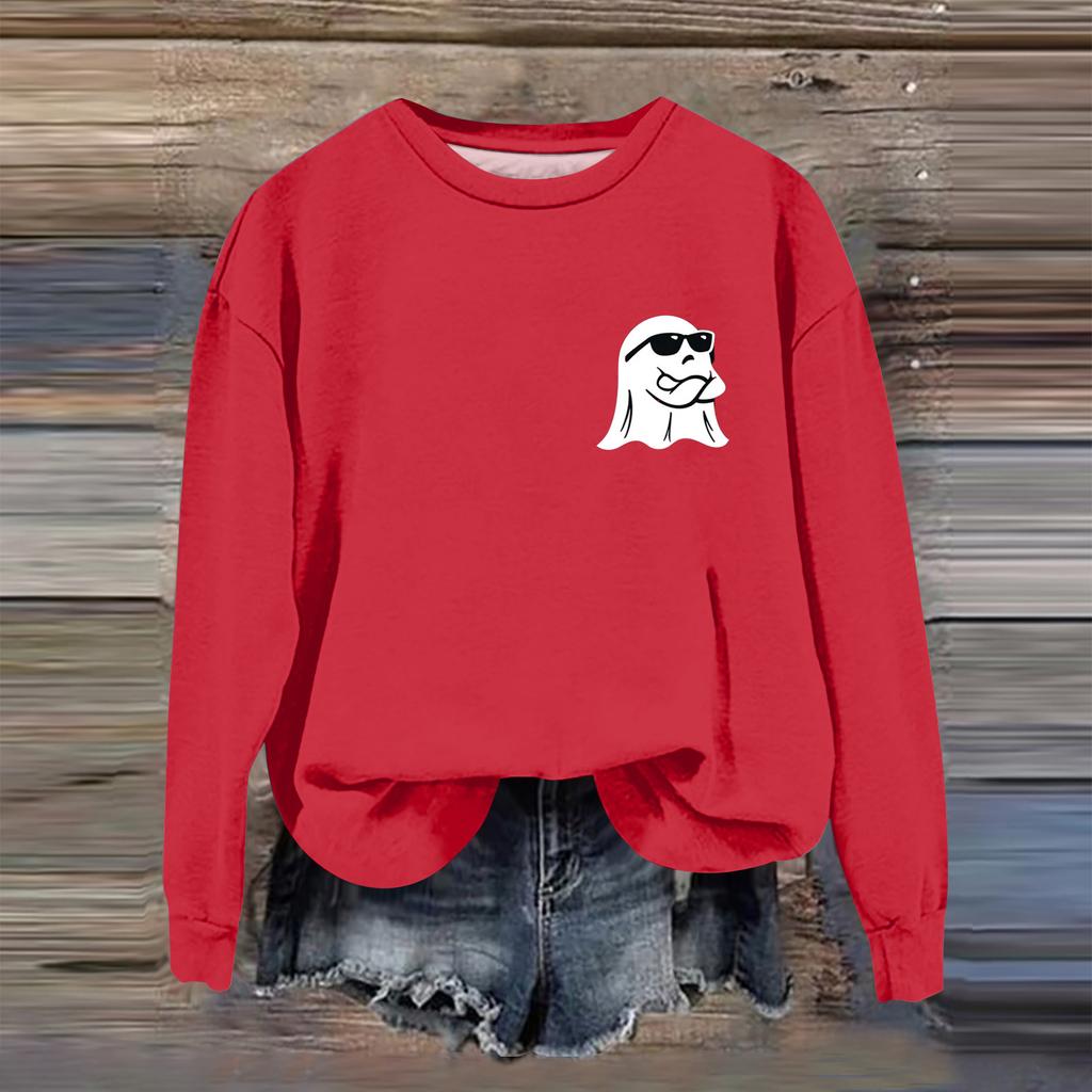 Женская модная повседневная толстовка с длинным рукавом и принтом на Хэллоуин