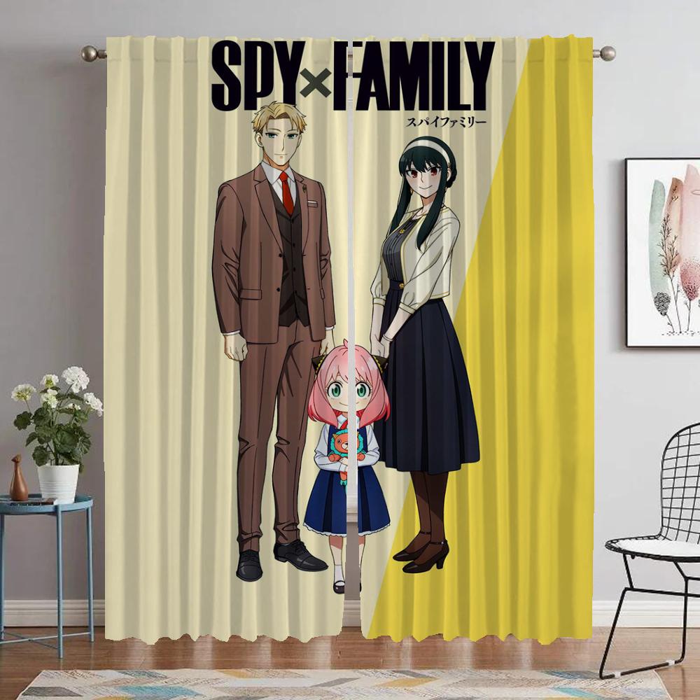 Spy X Family Шторы Детская Комната Затемняющая Штора для Комнаты 2 Панели Тюль для Спальни Перегородка Украшение на Хэллоуин Жалюзи Дом