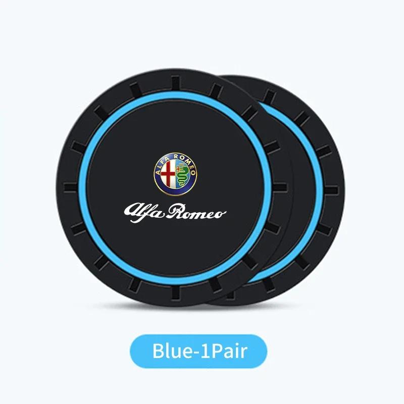 2pcs Car Cup Pad Silicone Water Coaster Drink Cup Non-slip Mat For Alfa Romeo Giulia 147 Mito 156 159 166 GT Stelvio Brera jhb633