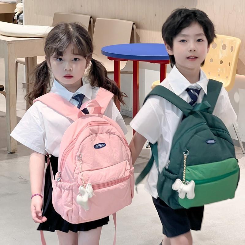 Simple Kids Lightweight Backpack With Color Block Design For Learning School