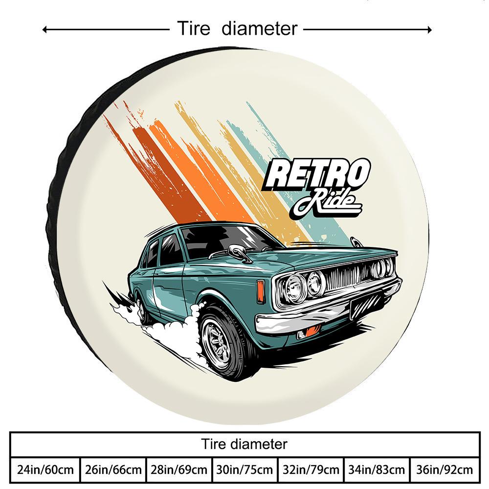 Retro Racing Competition Fashion Trend Pattern, Multi-Functional Spare Tire Cover For Jeep/RV/Truck, Tear-Resistant Polyester Ma