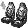 Gothic Skull Car Seat Covers Highback Bucket Seat Cover Universal Front Bucket Seat Cover,2pcs Universal Fit, Halloween Bat Auto Accessories