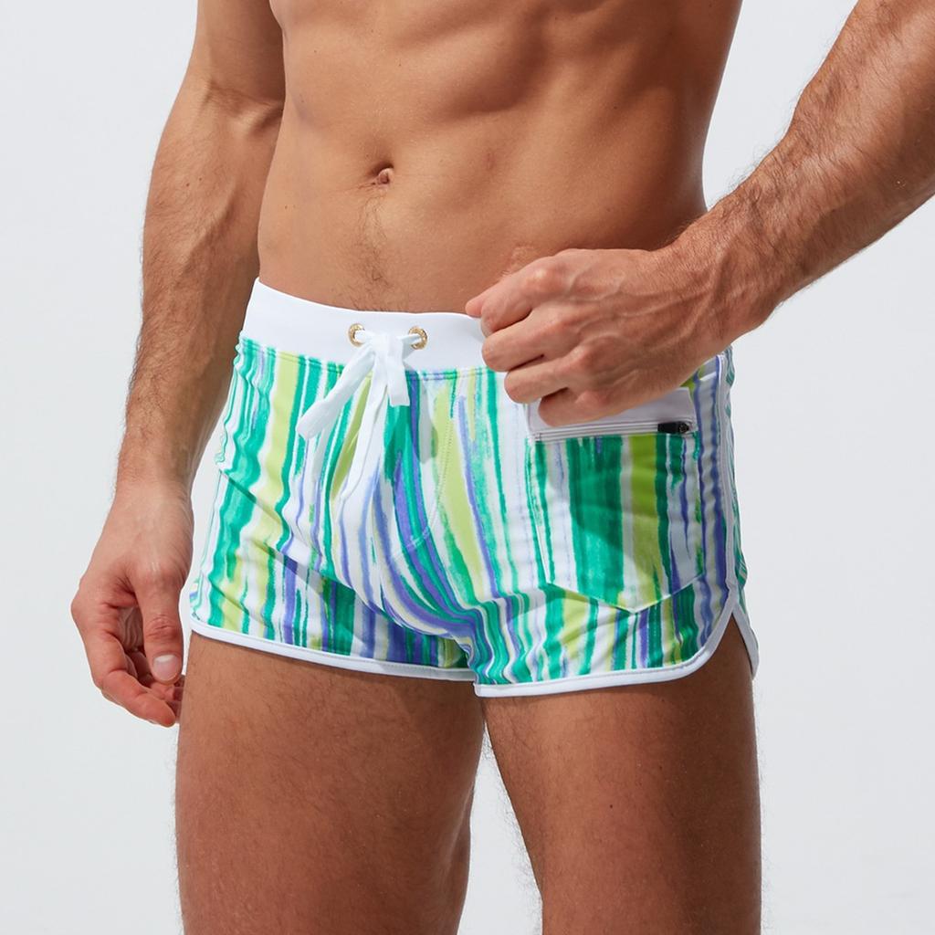 Sexy Front Pocket Swimming Trunks Fashion Wrap Zipper Swimming Trunks Men's Swimming Trunks Cross Border Beach Swimming Trunks