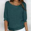Spring and Autumn Women's Knitwear Solid Color Round Neck Knit Sweater Commuter Elegant Seven Sleeve Top