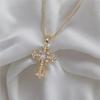 18k Gold Ins Vintage Punk Cross Necklace Pendant with Zircon Collarbone Chain Accessories