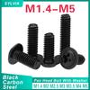 10/ 20/ 50/ 100pcs PWM M1.4 M2 M2.5 M3 M3.5 M4 M5 Black Carbon Steel Cross Phillips Pan Round Head With Washer Collar Screw Bolt