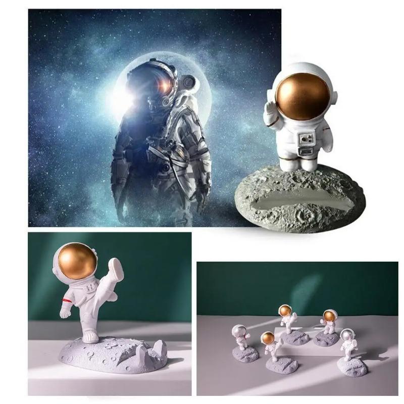 Resin Astronauts Ornaments Universal Cell Mobile Phone Stand Holder Spaceman Bracket Toys Home Office Desk Decor Birthday Party