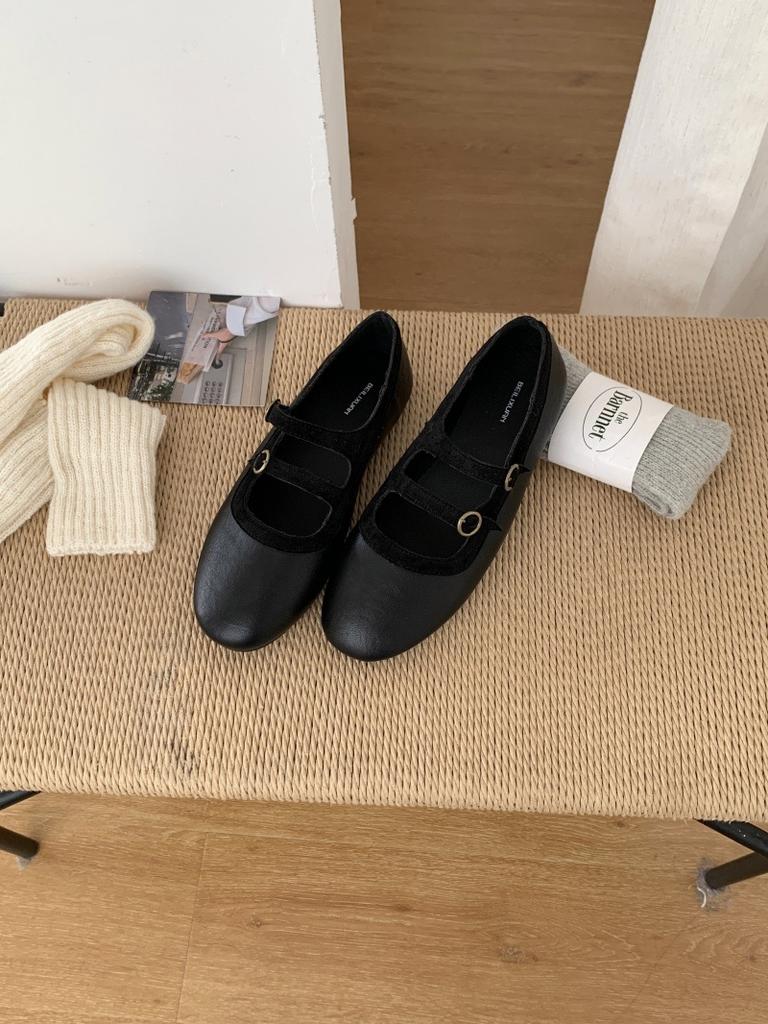 Premium Retro Double-breasted Woolen Mary Jane Shoes Women's 2025 Autumn and Winter New Versatile Flat Single Shoes Grandma Shoes