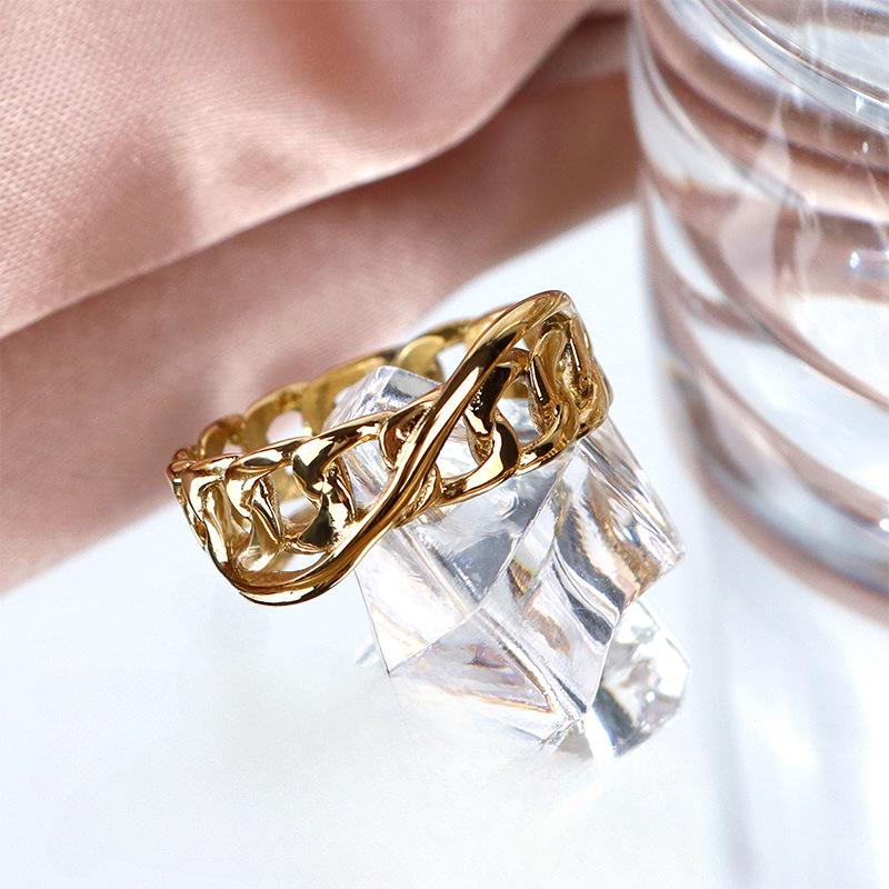Премиальное кольцо-цепочка с полой структурой Mobimus Design Sense Ring для женщин, стильный дизайн, титановая сталь.