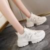 Мода Женские Новые Модные Кроссовки на Толстой Подошве 2024 Осень Повседневная Спортивная Обувь для Ходьбы Сетка Кожа Балетки Универсальная Женская Обувь