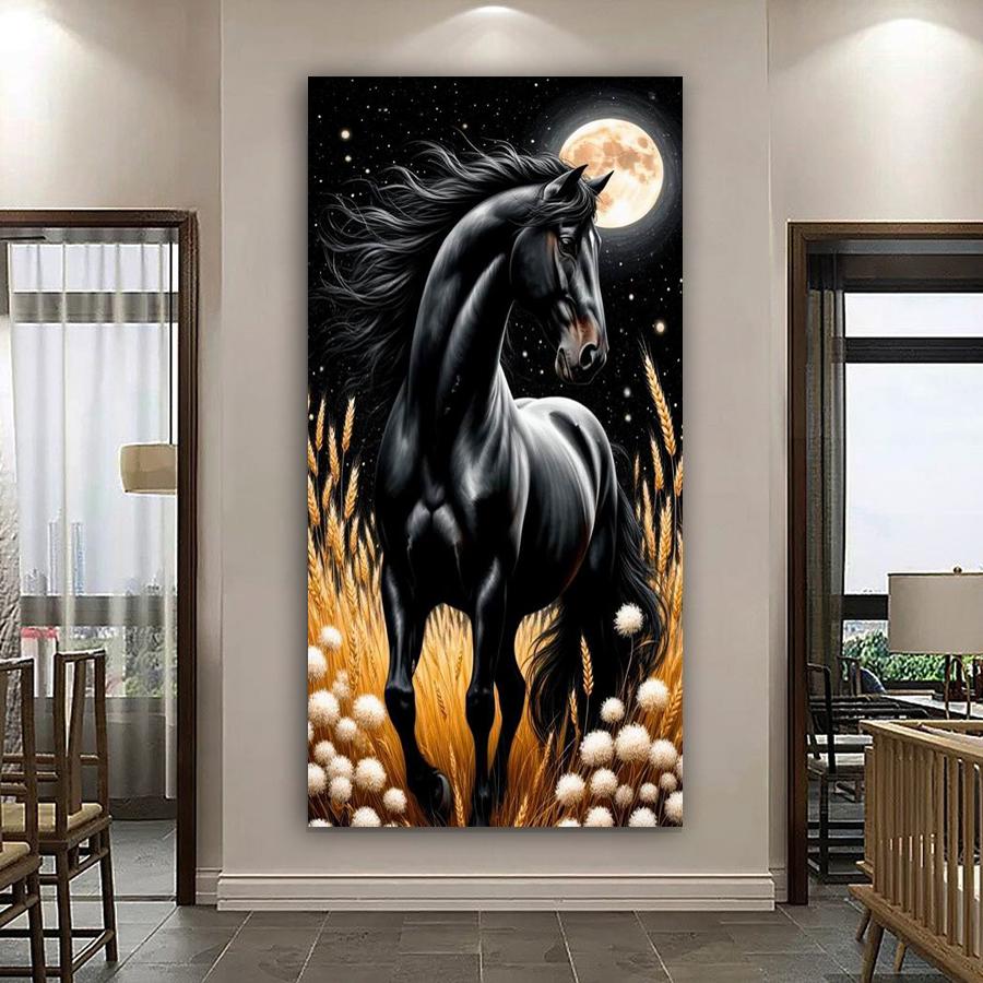 Diamond Mosaic Dark Horse Large Size Diy Diamond Painting Black Unicorn Full Drill Animals Jewelry Cross Stitch Picture Wall Decor