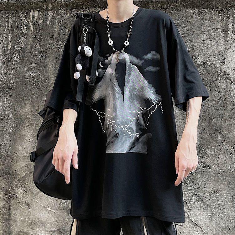 Футболка для мужчин, осенняя футболка Y2k, уличная футболка большого размера с длинным рукавом в стиле аниме, Harajuku, готические винтажные футболки с рисунком манга, топы