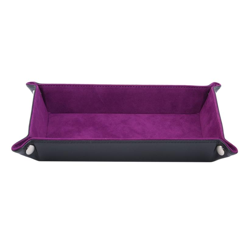 Dice Rolling Tray Pu Leather Collapsible Dice Tray Change Key Wallet Coin Box Tray