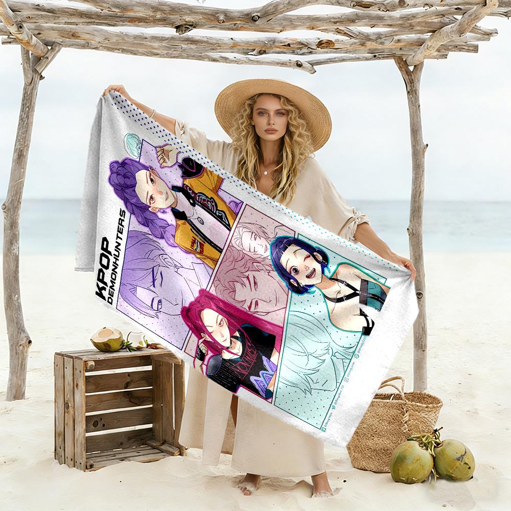 Demon Hunter Girls2 Beach Towel Quick-Dry Soft Microfiber Comfortable Lightweight Portable for Swimming,Beach,Camping, Travel