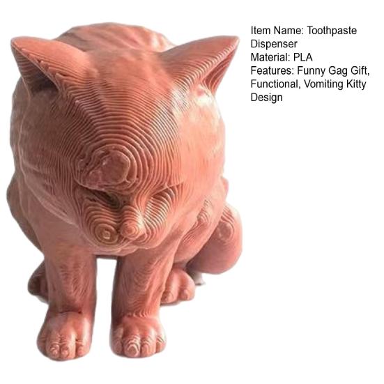 Cat Toothpaste Dispenser Vomiting Kitty Toothpaste Cap Funny Toothpaste Topper Bathroom Accessory Gag Gift for Cat Lovers