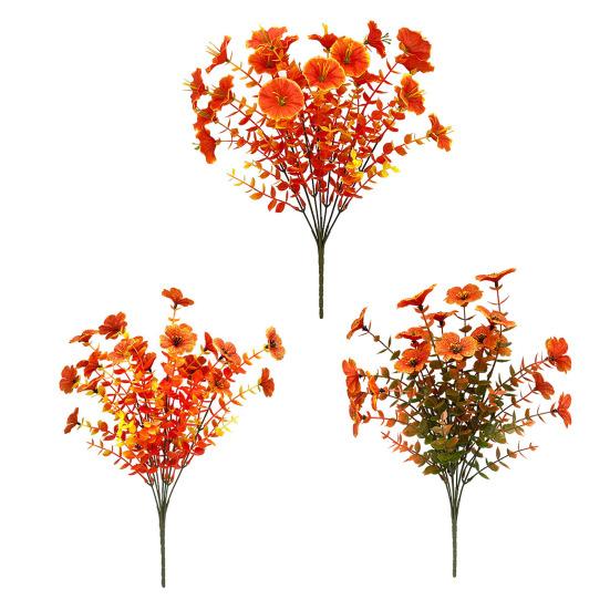 Осенний искусственный фиолетовый цветок с листьями эвкалипта 7 ответвлений искусственный шелковый цветок домашний фестиваль настольное украшение для центра помещения для внутреннего и наружного использования искусственный цветущий декор