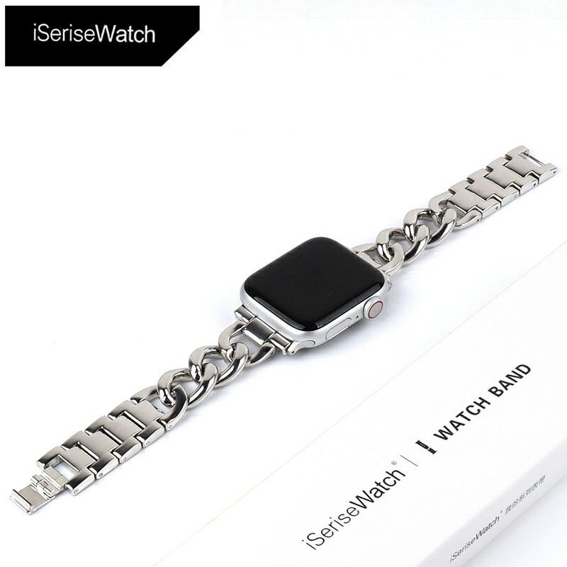 Женский металлический джинсовый ремешок для часов с цепочкой для Apple Watch 49 мм, 45 мм, 44 мм, 41 мм, 40 мм, ремешок для часов, ремешок из нержавеющей стали