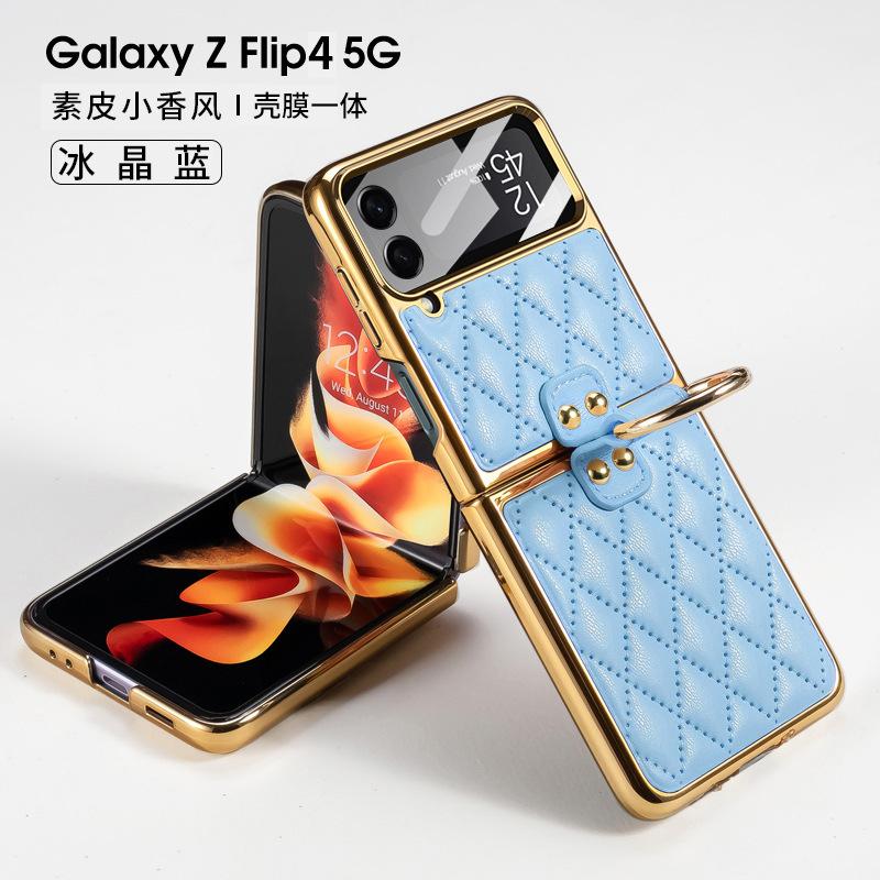 Применимо к чехлу для мобильного телефона Samsung Z Flip1, чехлу-кольцу и защитному чехлу-книжке Flip1 со встроенным алмазным покрытием и пленкой.