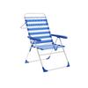 Chaise De Plage Pliable - Marbueno - Rayures Bleu Blanc - Aluminium - 5 Positions - Antioxydante