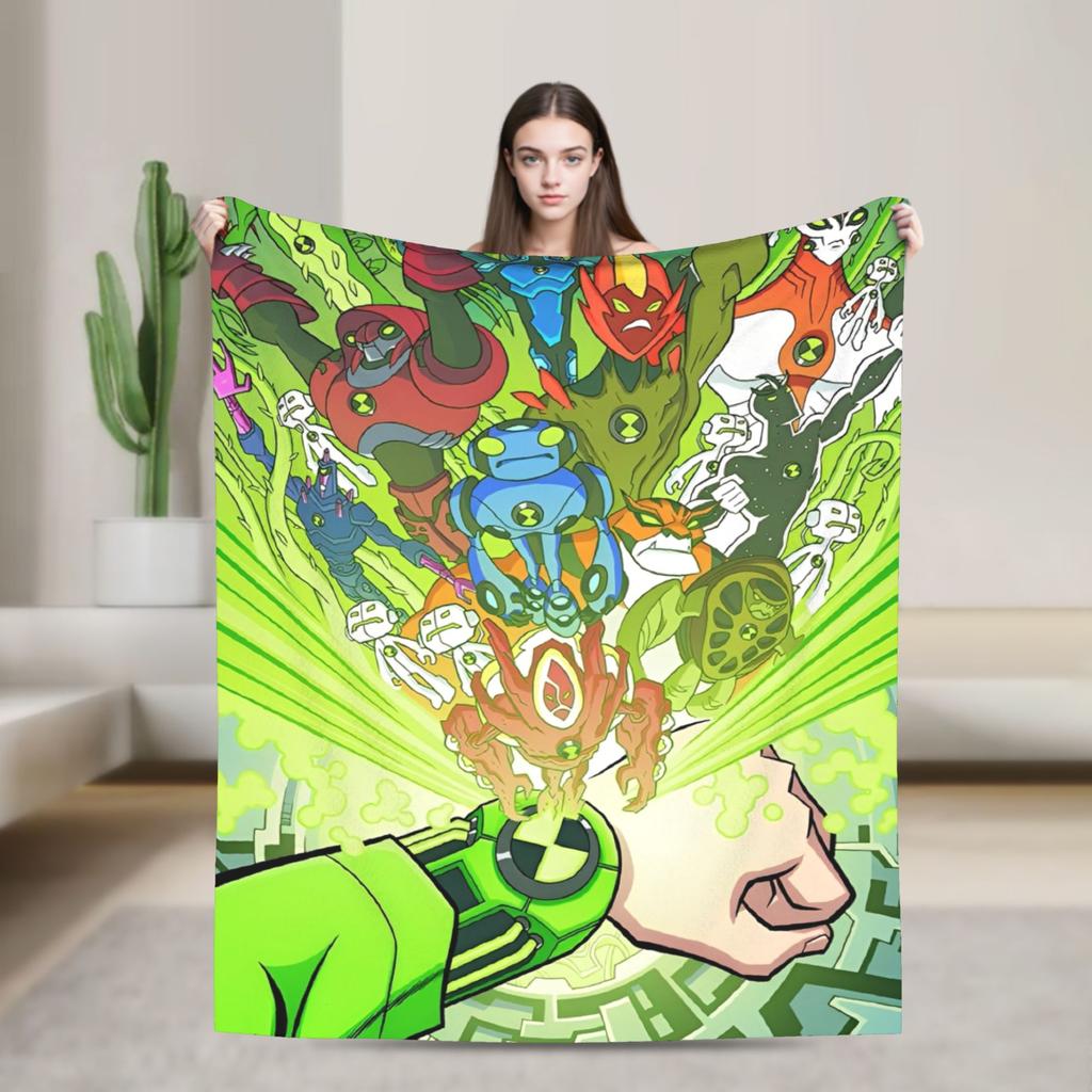 Одеяло из фланели с изображением Бена 10 Омнитрикса в стиле «Бен 10: Освобождение», теплое и мягкое постельное белье для дивана, кровати, пикника, эстетичное покрывало на кровать.