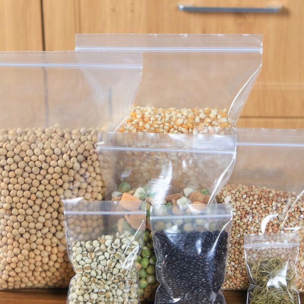 100 шт. прозрачные пакеты для хранения продуктов питания, упаковка для ювелирных изделий, многоразовый вакуумный пакет для сохранения свежести