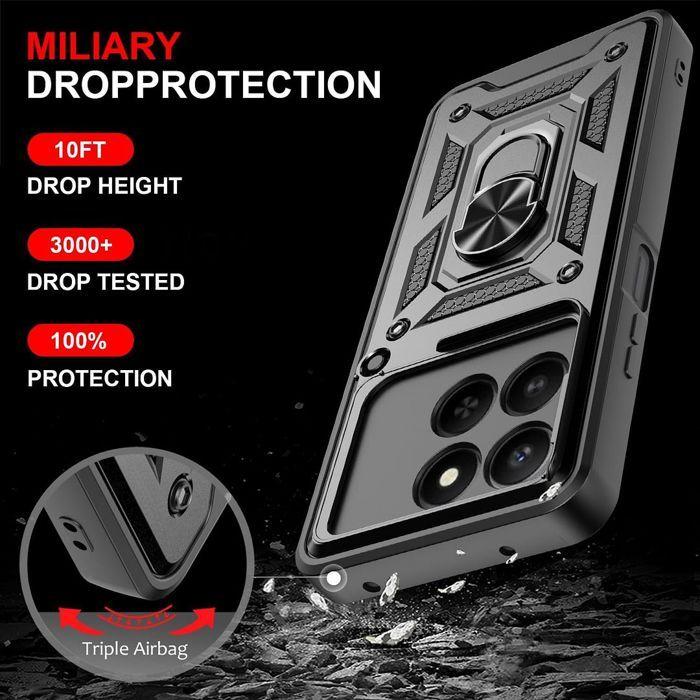 Coque pour Honor 400 Smart 4G/5G, avec Anneau et Cache Caméra Coulissant - Noir - 2 Verres Trempés