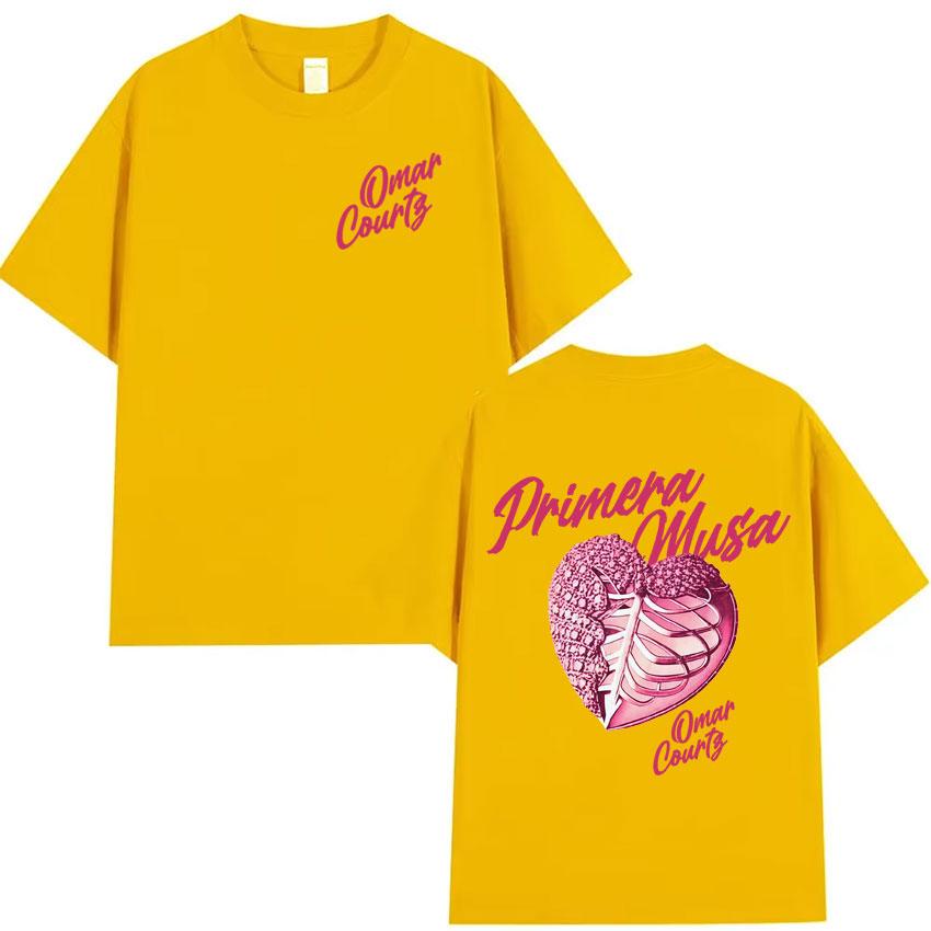 Rapper Omar Courtz Primera Musa 2025 Heart Graphic Tshirt Mens Clothing Hip Hop T Shirt Summer Top Oversized Tshirts Streetwear
