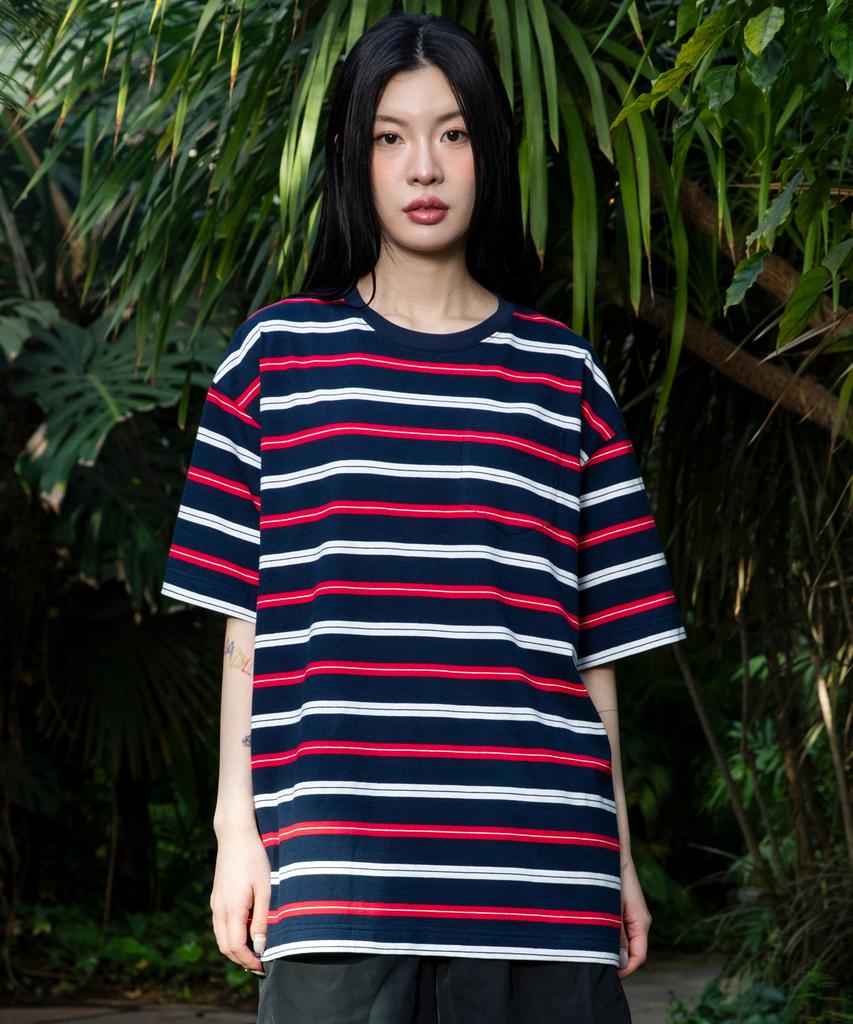 GLACK Gt141 Multi-Stripe Pocket T-Shirt (Navy)