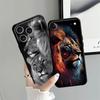 Черный Мягкий Чехол для Телефона для iPhone XR 7 8 17Air 15 16 14 Plus XS Max 13 12 11 17 Pro Max Животный Узор Лев