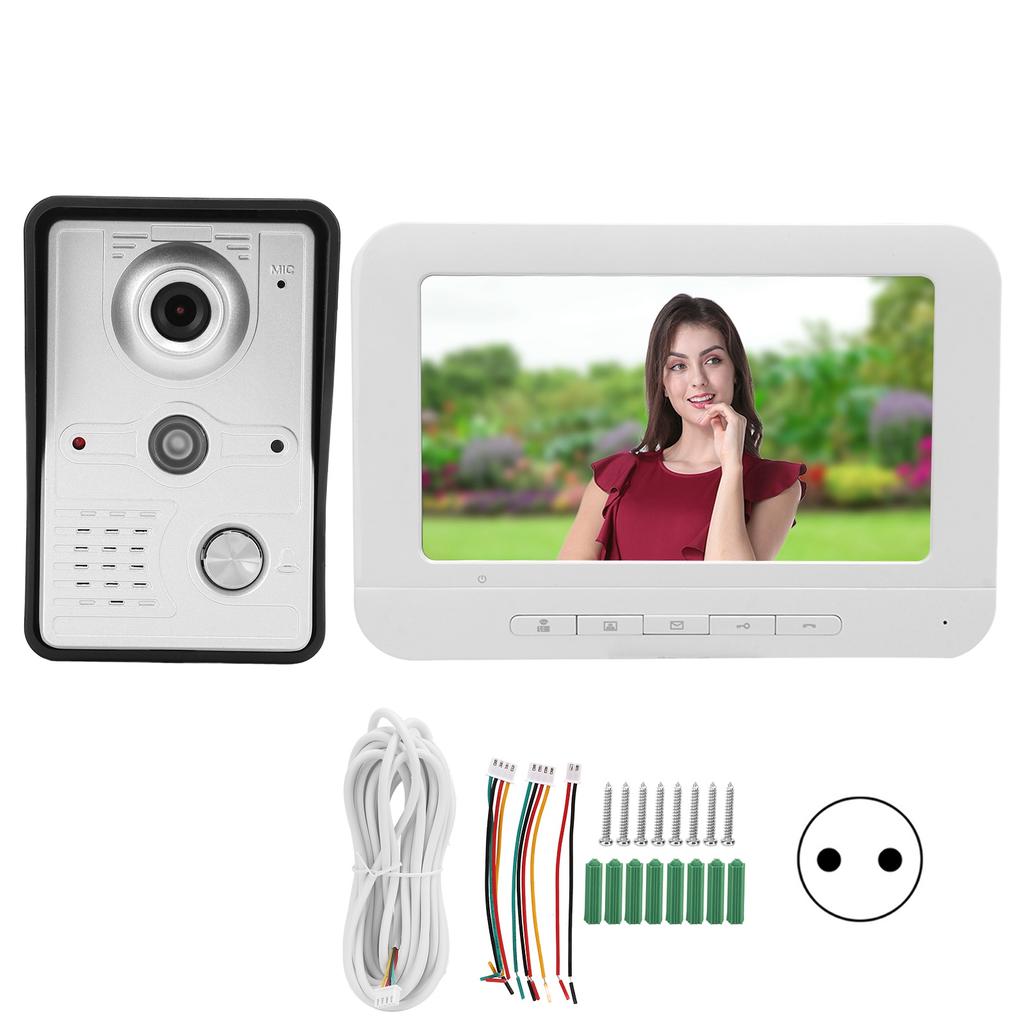 7in Video Door Phone Night Vision IR CUT 2 Way Audio Remote Unlock Rainproof Doorbell for Home