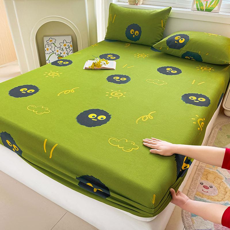 Cotton Bed Sheet on Elastic Cute Printed Mattress Cover for Kids Cartoon Pure Cotton Bed Linen (without Pillowcase)