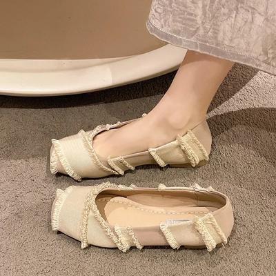 Модная обувь для женщин 2024 года, модные женские туфли One Kick на плоской подошве с квадратным носком, повседневные удобные туфли на плоской подошве с неглубокой подошвой