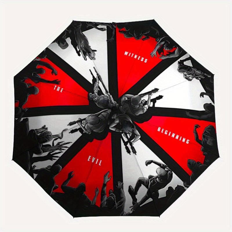 1pc Resident Evil Pattern Umbrella, Fashionable, Personalized, High-Value Folding Umbrella, a Must-Have for Summer, 8-Rib Durable Iron Frame, Tri